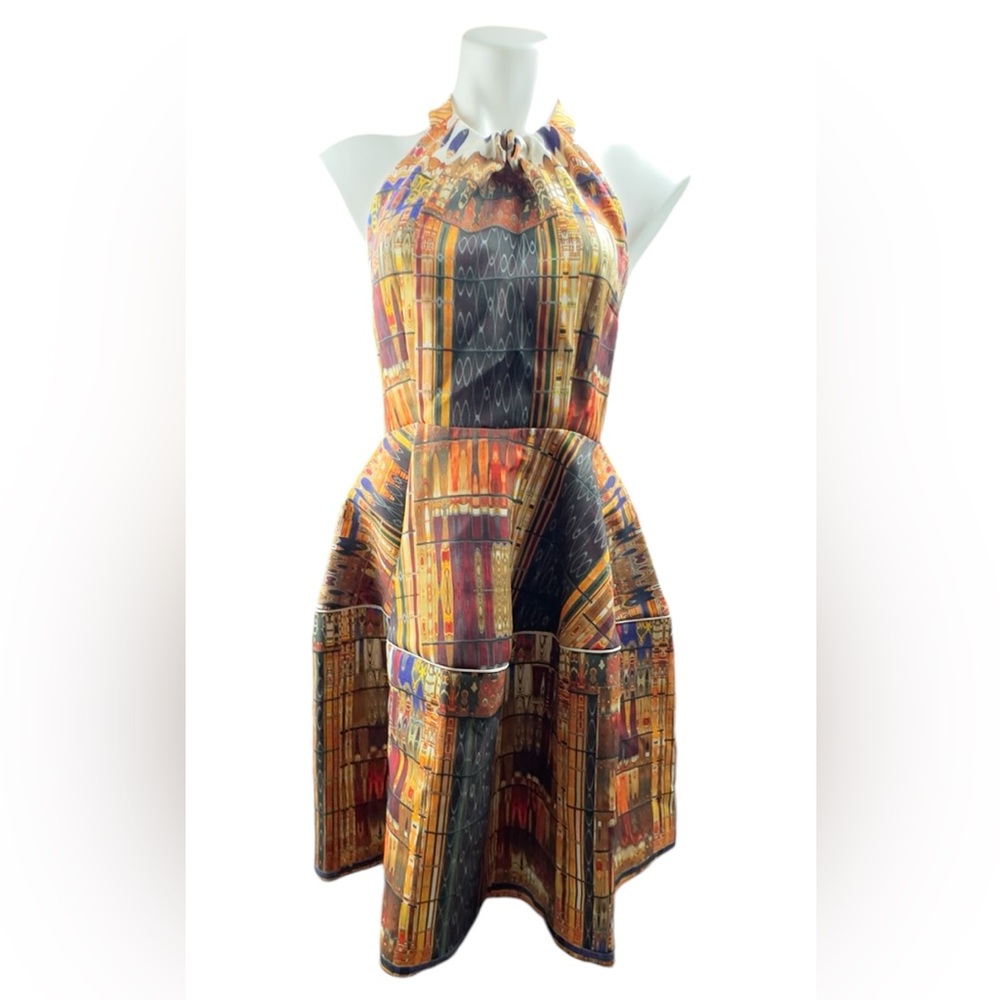 H&M Studio Limited Ed. Mosaic Print Structured Fit & Flare Halter Dress